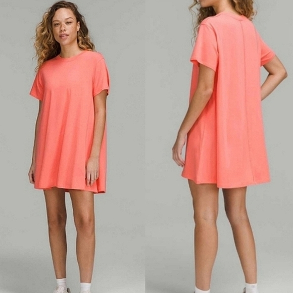 lululemon athletica Dresses & Skirts - Lululemon All Yours T-Shirt Dress, Raspberry Cream, Size 8